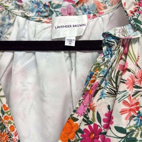 Lavender Brown Multicolor Floral Dress - Size Medium - Like New Summer Dress - Picture 2 of 4